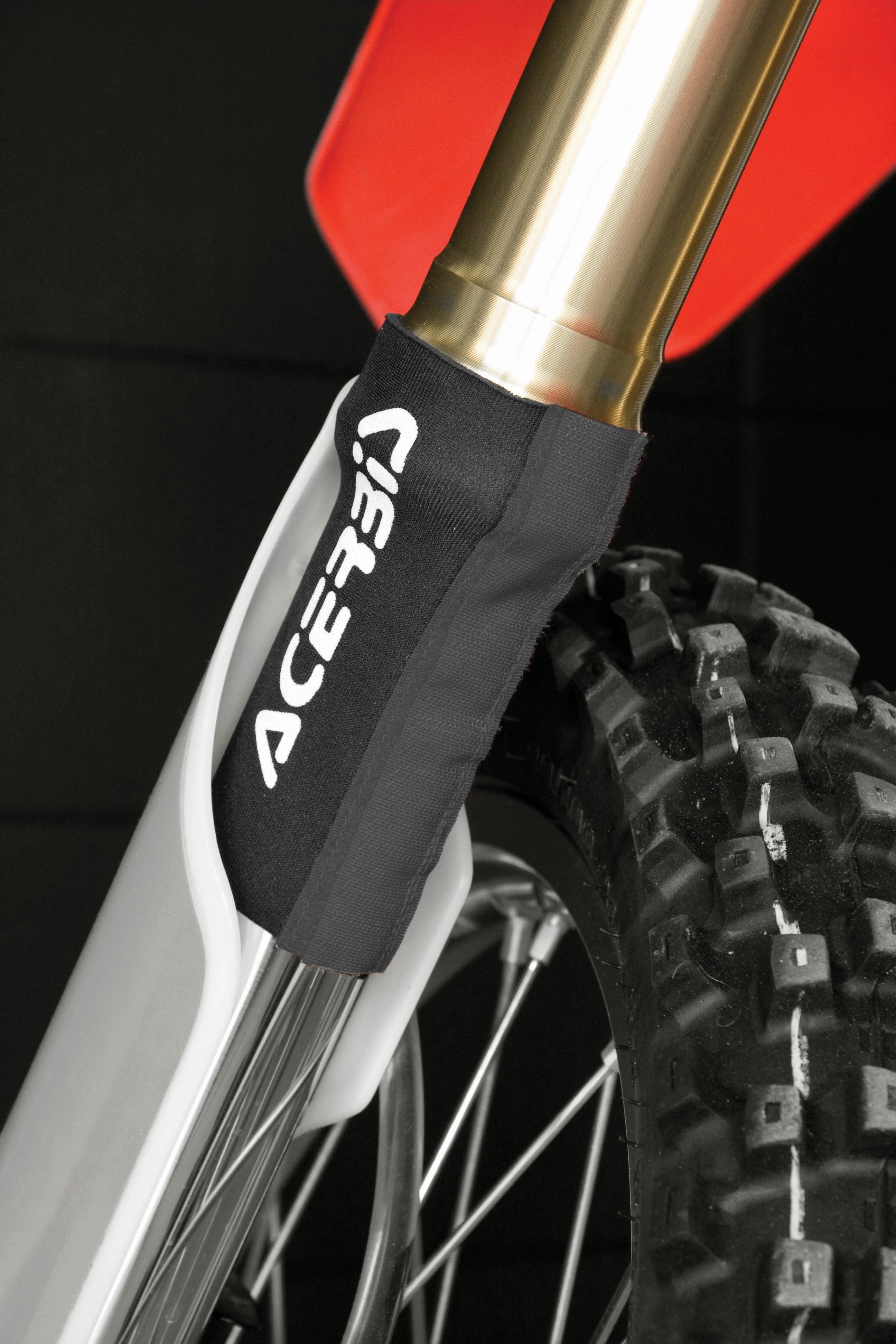 Chrániče predných vidlíc krátke neoprén na suchý zips Velcro NEOPRENE FORK GAITERS - BLACK